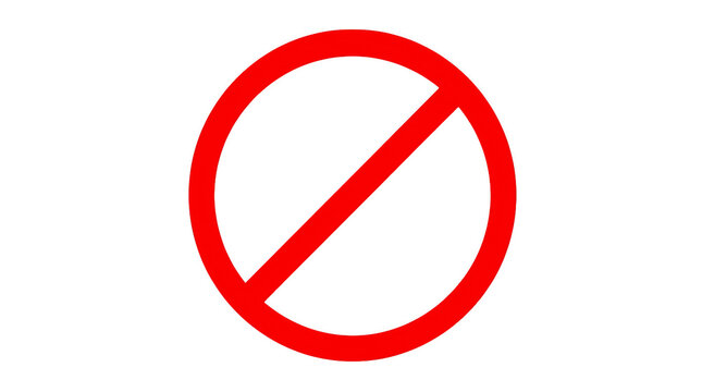 Red circular forbidden sign icon for safety and warning isolated on transparent background