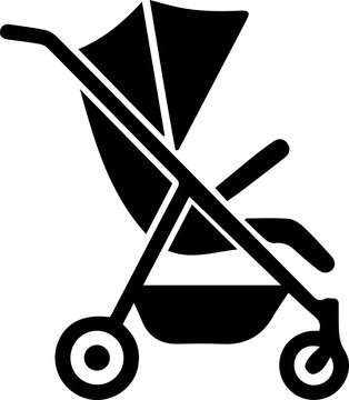 Stroller icon black silhouette for baby transport and travel needs.