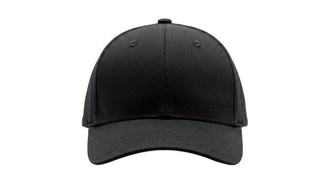 Stylish black baseball cap with modern abstract pattern design isolated on transparent background