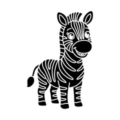Fototapeta premium Zebra Coloring Page, Black and White Wild Animal Illustration