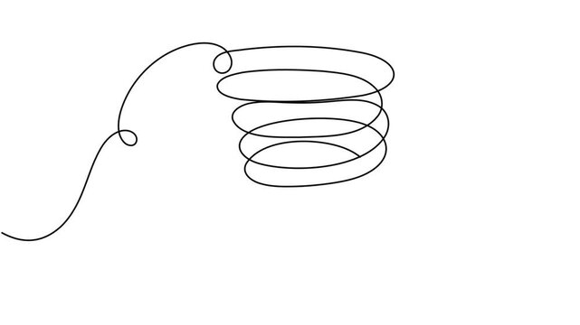 Modern storm with tornado icon sign continuous one line drawing on white background minimalist single art powerful cyclone of funnel rotation symbol animation video
