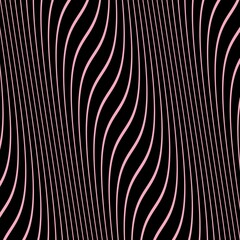 Abstract pink and black wavy line pattern with flowing vertical curves and rhythmic stripes, creating a modern, elegant, dynamic background suitable for wallpaper, textile, packaging, fashion, and gra © Aisy Himura