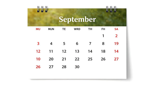 calendar for September  month 2026