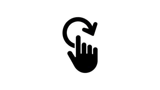 Hand finger rotating icon with arrow