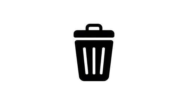 Black trash can icon for digital interface