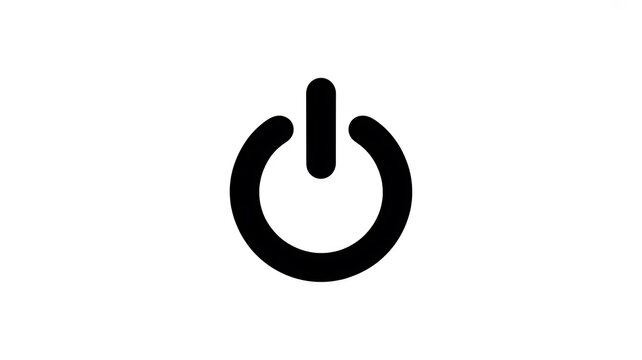 Black power button symbol icon on white