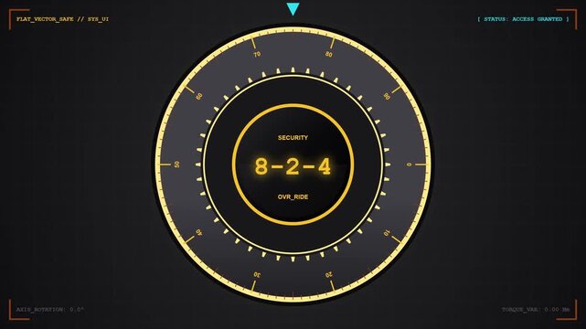 Futuristic random number generator hud interface for secure data access