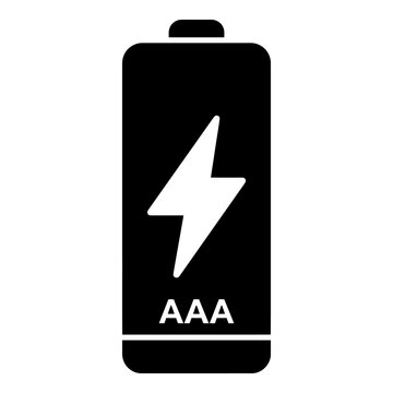 AAA battery solid glyph icon for power supply
