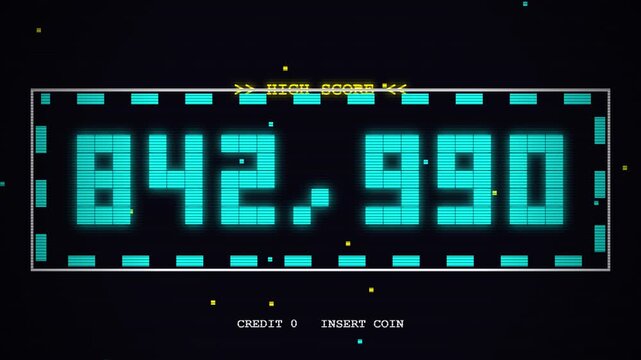 Random number generator displaying retro digital high score arcade interface animation