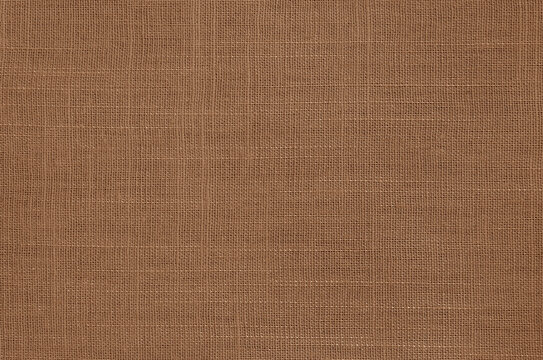 Dark brown linen fabric texture background, seamless pattern of natural textile.