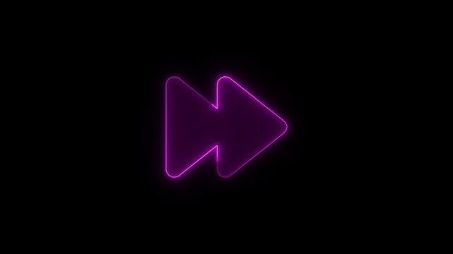 A glowing neon fast forward symbol with a pulsating light effect appears on a seamless loop perfect for modern digital content.