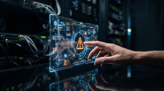 hands of the man with a computer system