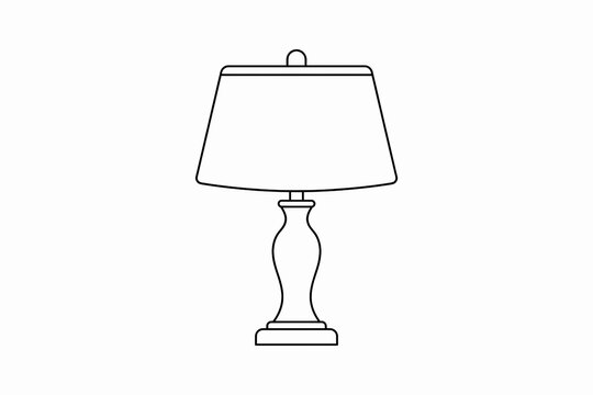 Table Lamp Line Art. Classic Home Lighting and Interior Decor Element. Bedroom Living Room and Household Concept. Clean Minimal Vector Illustration