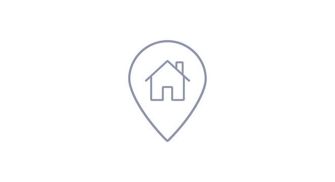 House Location Pin Line Art Icon - Real Estate Symbol