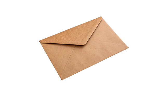 Blank craft brown paper envelope template mail communication layout isolated on transparent background