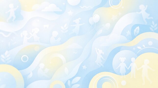 Pastel Childhood and Family Lifestyle Background with Happy Children