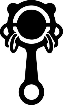 Baby rattle black silhouette icon over transparent background for toy and infant design.