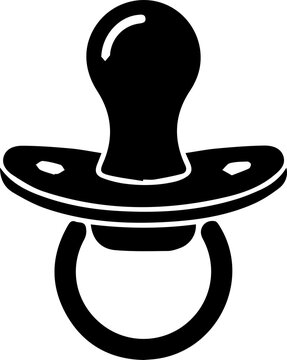 Black baby pacifier dummy silhouette icon representing newborn soothing and parenting essentials.