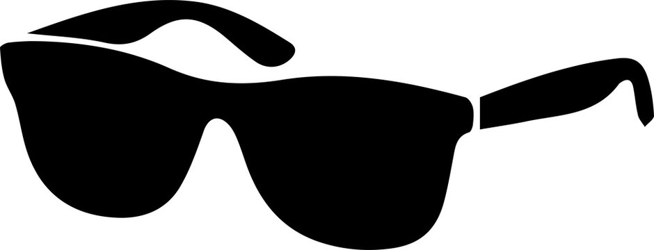 Black stylish sunglasses silhouette icon depicting summer eyewear protection and trendy fashion.
