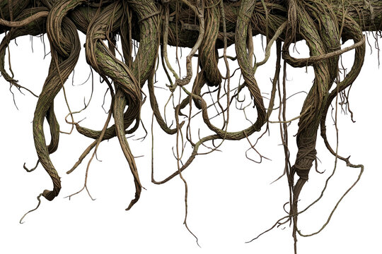 Tangled Hanging Plant Roots and Vines