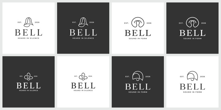Set of eight helmet logo badge designs with collection illustration branding