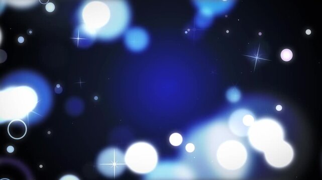Elegant sapphire blue background loop with glittering bokeh lights and sparkling stars drifting slowly