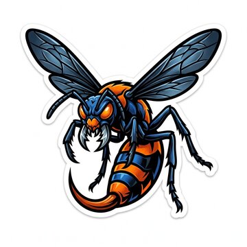 Furious Tarantula Hawk Wasp Stinger Vector Sticker Logo