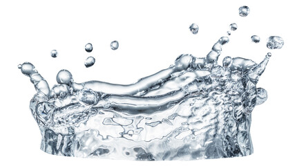 Crown splash of pure water with drops isolated on a white background.