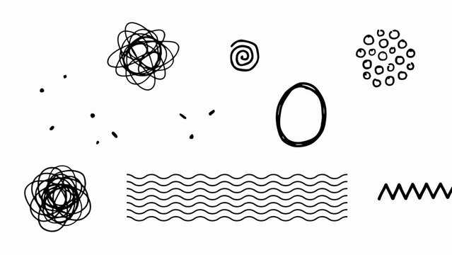 Abstract black line shapes create a minimalist vector pattern on a white background arrangement blackline circles collection composition contemporary