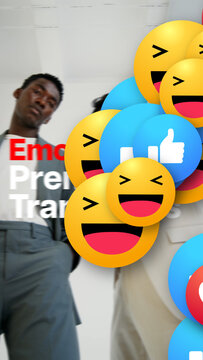 Premium Transitions Emoji 32 Variations VERTICAL &ndash; Animated Emoji Transitions, Social Media Reactions, Emoticon Wipes and Fun Colorful Effects for Professional Video Editing and Motion Graphics
