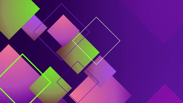 Abstract geometric composition of overlapping squares and rectangle teal gradient background vibrant animation