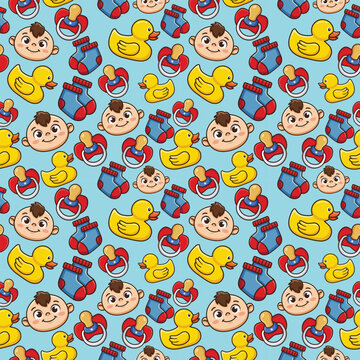 Cartoon Baby Seamless Pattern Background