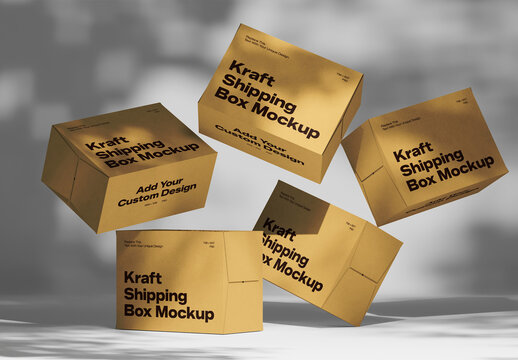 Flying Package Box 3D Mockup