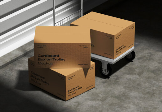 Hand Truck With Packages 3D Mockup