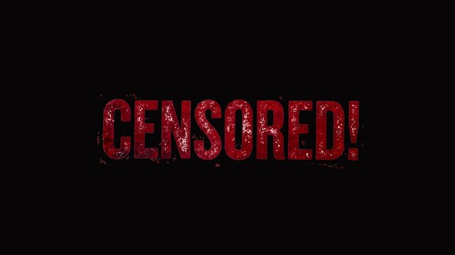 Censored Stamp on Dark Black Background, Red Warning Label for Restricted and Confidential Content