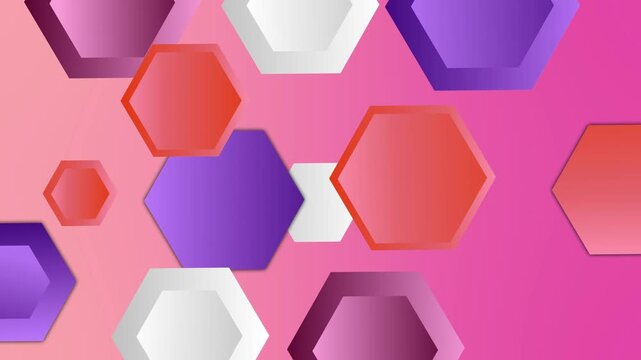 Abstract vibrant pattern of overlapping hexagons background animation