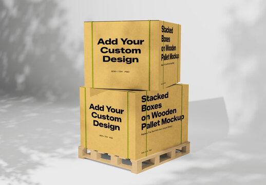 Package Box On Wood 3D Mockup