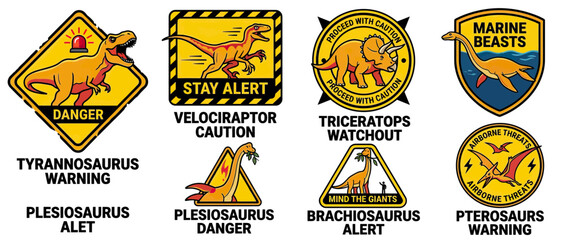 Dinosaur Warning Signs Collection © bolod