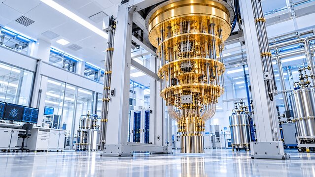 Quantum Computer Cryogenic Hardware Inside Professional Scientific Research Lab