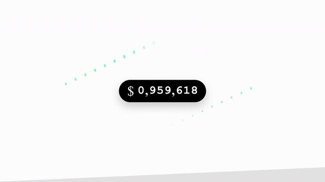 Minimalist financial interface with a dark budget tracker widget showing a dollar amount on white background, concept for wealth management, fintech apps and business reports.