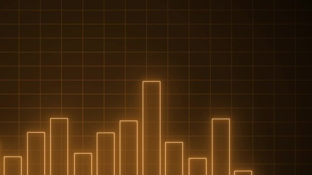 Glowing neon Financial Performance Bar Chart Animation with Positive Growth Trend