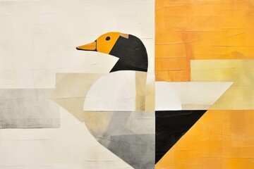 Fototapeta premium Abstract duck ripped paper art painting animal.
