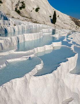 Stunning travertine terraces of Pamukkale create a serene natural landscape in Turkey