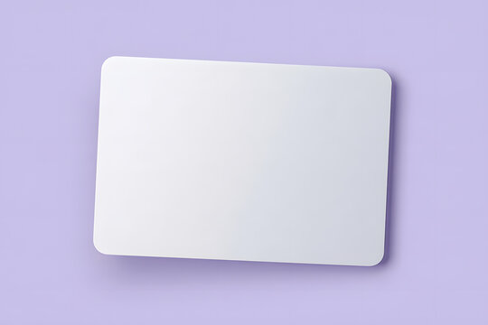 A smooth matte finish gift card and loyalty mockup template, featuring a lavender background, floats over a blank plastic card with rounded corners