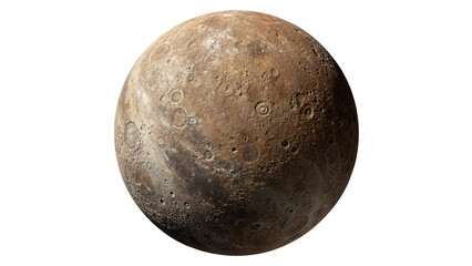 Planetary illustration of textured rocky planet mercury surface isolated on transparent background © Ramsey