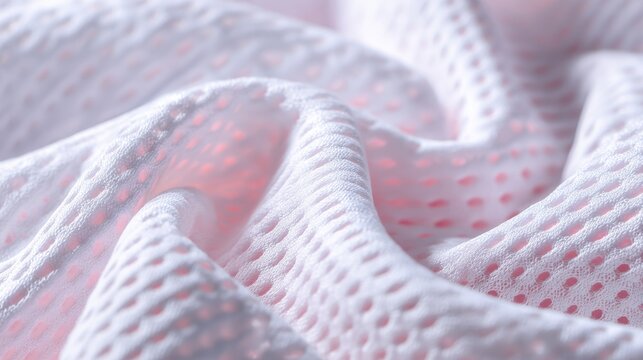 Soft white and pink waffle knit fabric texture, cozy textile background, close-up material pattern for design and fashion