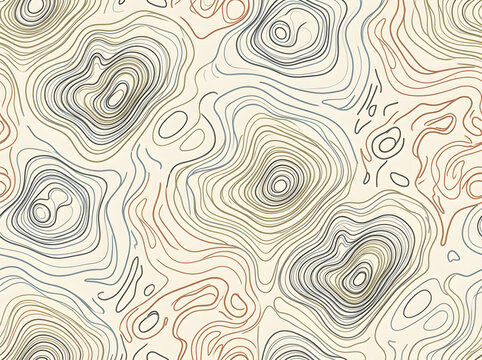 Topographic map lines pattern with flowing contour layers on a soft neutral surface seamless pattern topography background geography map elevation lines terrain pattern