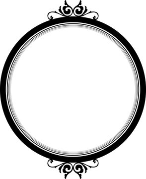 Luxury Black Vintage Ornate Circular Frame Isolated Design on WhiteBackground. Design print for Greeting, Invitation, Book Cover, and Wall Mirror. 8
