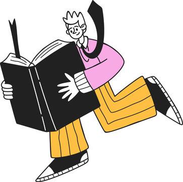 Student Running With Book Cartoon