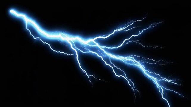 3D lightning strike animation &mdash; powerful thunderbolt electricity flashing ac